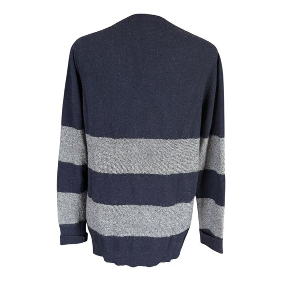 Banana Republic blue and gray wide striped long sleeve pullover sweater size M - Picture 4 of 7
